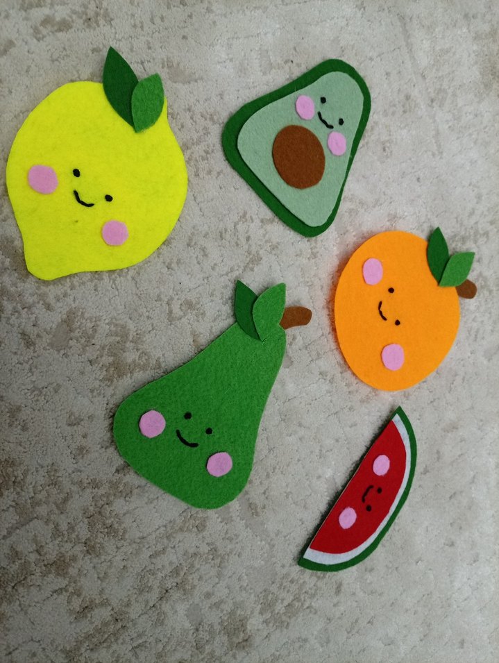 Meyve Figürlü Keçe  limon armut portakal karpuz avakado - Görsel 2