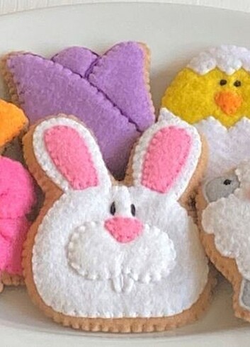 Beden Renk Keçeden donut kurabiye anahtarlık seti