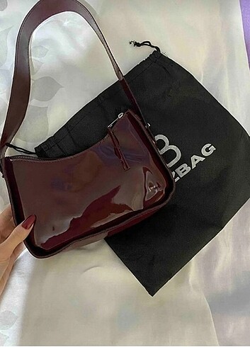 Zara Bordo Rugan Baget El Ve Omuz Çantası