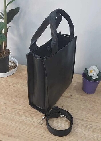 Beden siyah Renk Siyah Suni Deri Büyük Boy El Ve Omuz Çantası