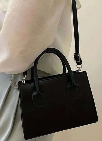 Beden siyah Renk Kadın Siyah Trend Kare Çanta, Minimalist Saplı Omuz Çantası