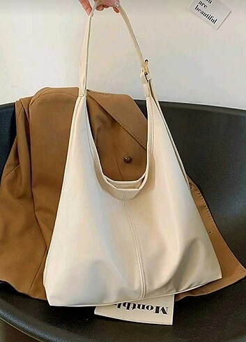 Krem Büyük Boy Suni Deri Pinterest Model Çanta 