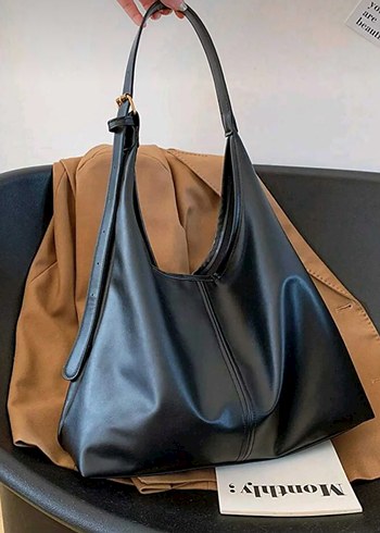 Beden Siyah Deri Minimalist Kadın Çanta