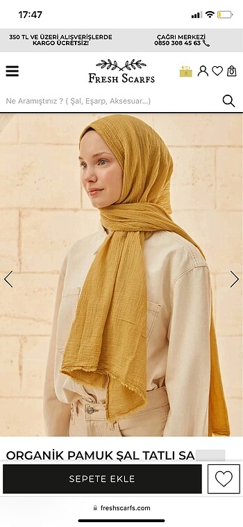 Diğer ORGANİK PAMUK ŞAL TATLI SARI Fresh Scarf