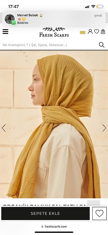 Beden ORGANİK PAMUK ŞAL TATLI SARI Fresh Scarf