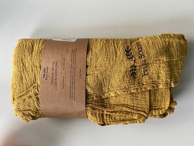 Beden sarı Renk ORGANİK PAMUK ŞAL TATLI SARI Fresh Scarf