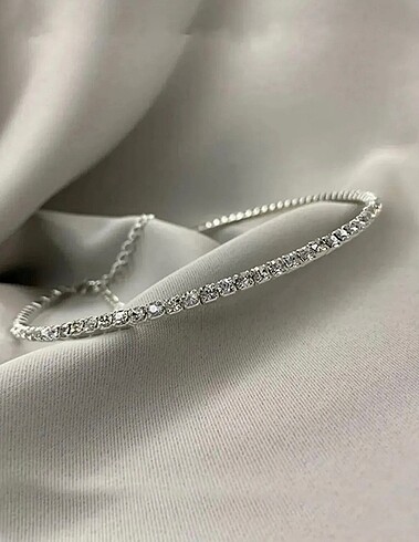 Diğer Rhinestone choker gümüş kolye