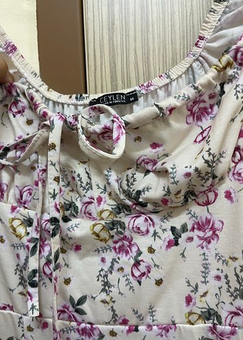 m Beden Çiçekli Elbise Pembe Midi Batik Desenli Bohem Elbise