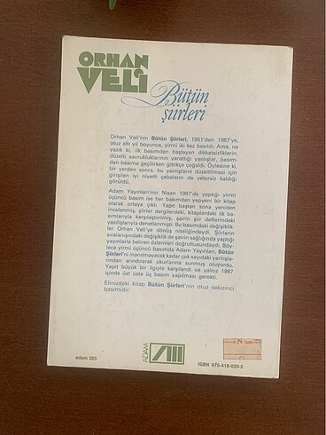 Orhan Veli ? Bütün Şiirleri | Adam Yay. 1992 |