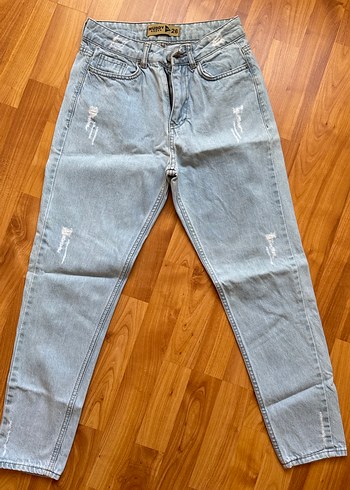 Mudo Buz mavisi Denim Rahat Kesim Kadın Jean