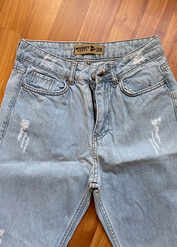26 Beden Buz mavisi Denim Rahat Kesim Kadın Jean