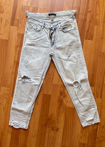 Zara Buz mavisi Salaş Kesim Kadın Denim Pantolon