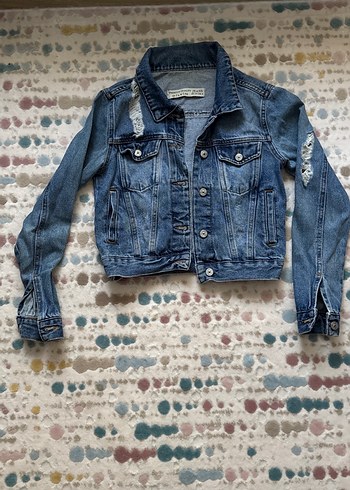 Düğmeli Kadın Mavi Denim Ceket