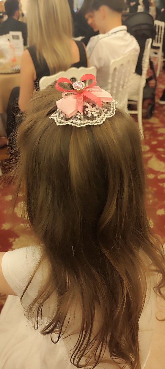 Pembe Dantel Detaylı Çocuk Saç Tokası - Görsel 2