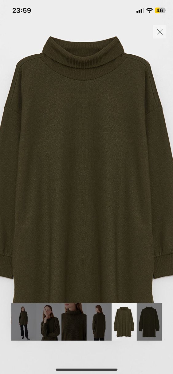 Kadın Haki Boğazlı Midi Tunik - Görsel 2