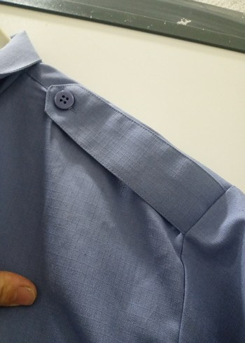 Mavi Pamuklu Kısa Kollu Erkek Gömlek - Görsel 3