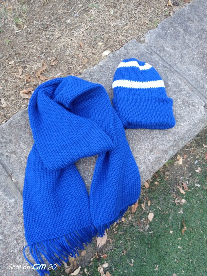 Mavi Erkek Örgü Bere ve Atkı Seti - Görsel 2