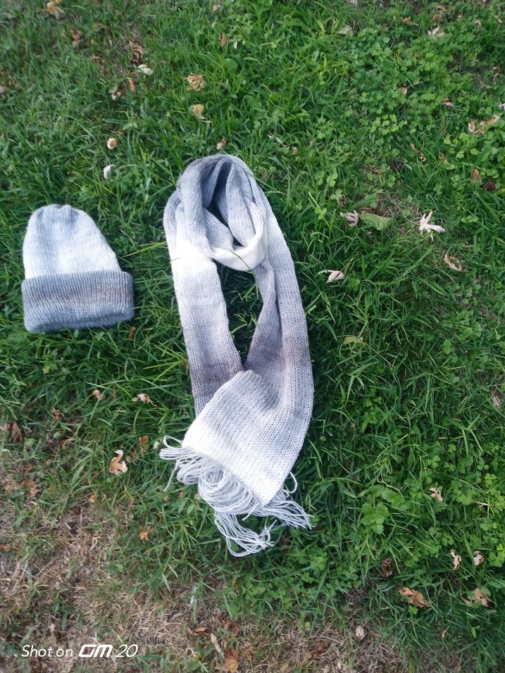 Gri Batik Desenli Erkek Atkı bere takımı - Görsel 2