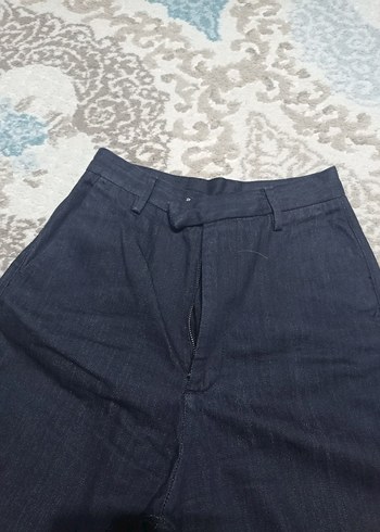 Kadın Lacivert Geniş Paça Denim Pantolon - Görsel 2