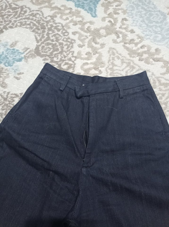 Kadın Lacivert Geniş Paça Denim Pantolon - Görsel 2