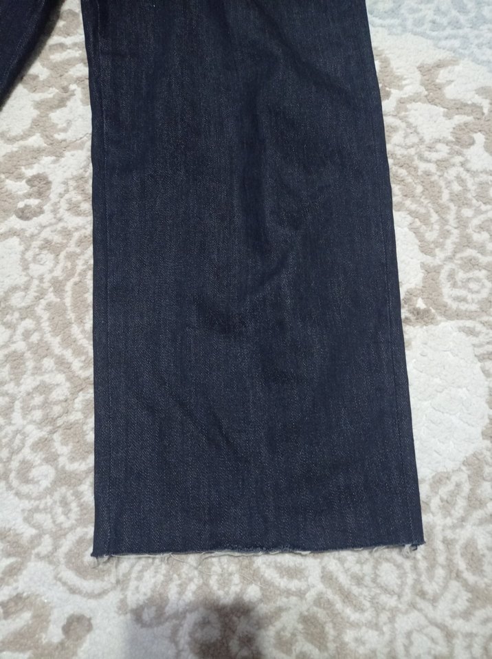 Kadın Lacivert Geniş Paça Denim Pantolon - Görsel 4