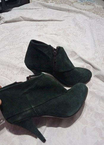 Koyu Yeşil Süet Bantlı Stiletto Bot - Görsel 2