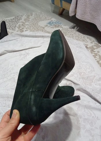 Koyu Yeşil Süet Bantlı Stiletto Bot - Görsel 3
