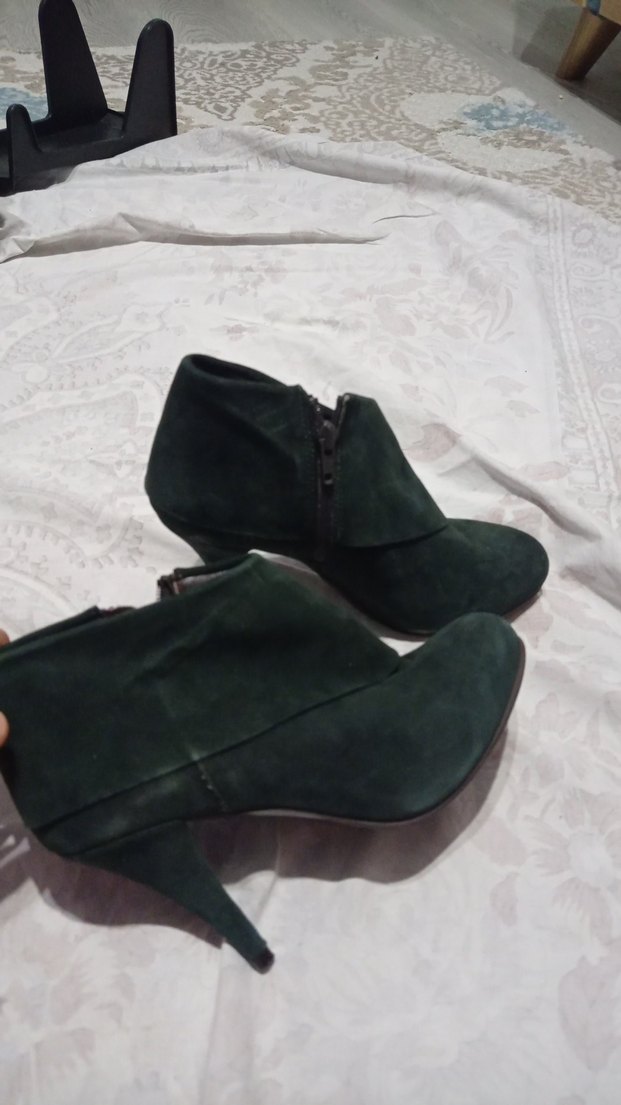 Koyu Yeşil Süet Bantlı Stiletto Bot - Görsel 2