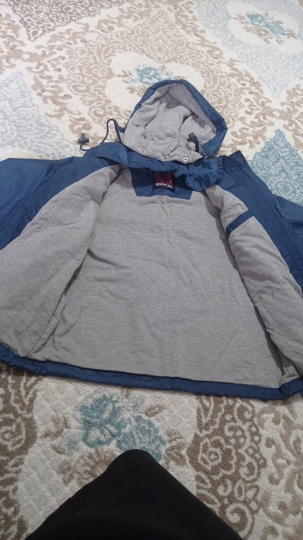 Kapüşonlu Mavi Erkek Çocuk Mont - Görsel 3