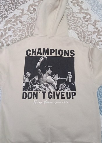 Bej Kapüşonlu Rock Punk Sweatshirt - Görsel 4