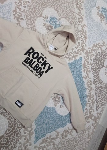 Bej Kapüşonlu Rock Punk Sweatshirt - Görsel 2