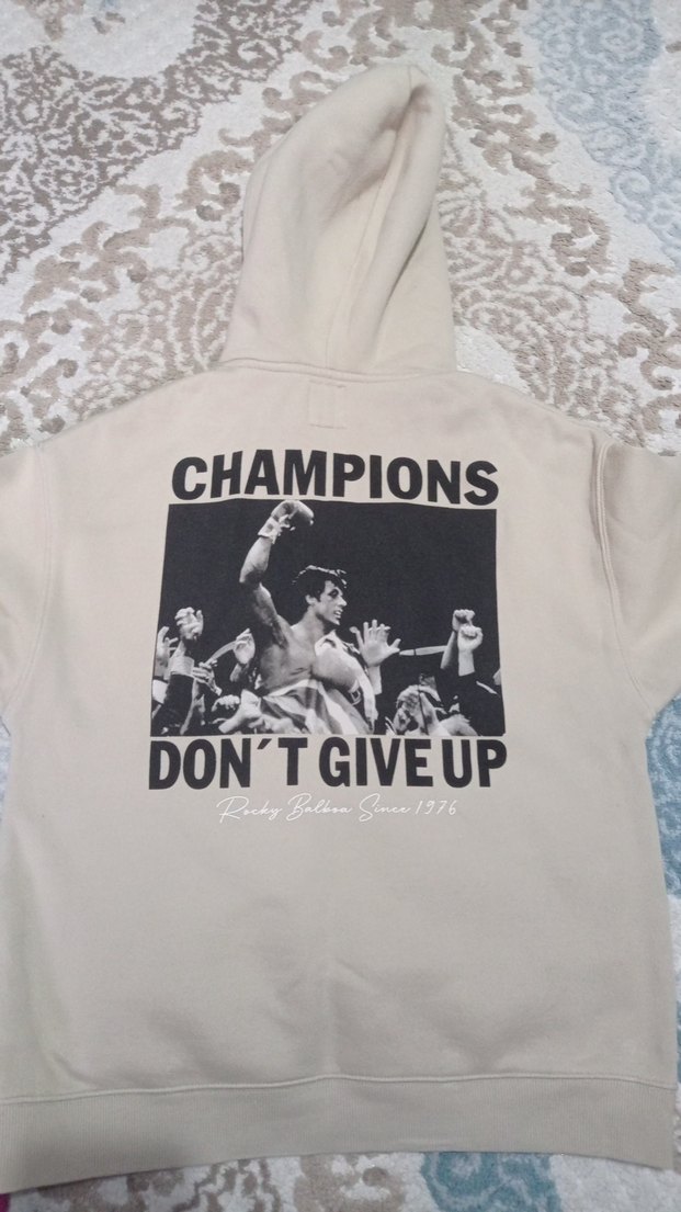 Bej Kapüşonlu Rock Punk Sweatshirt - Görsel 4