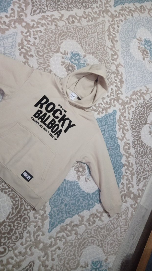 Bej Kapüşonlu Rock Punk Sweatshirt - Görsel 2