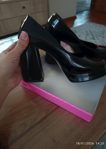 Kadın Siyah Rugan Platform Topuklu Stiletto - Görsel 2