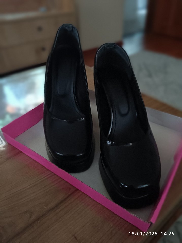 Kadın Siyah Rugan Platform Topuklu Stiletto - Görsel 3