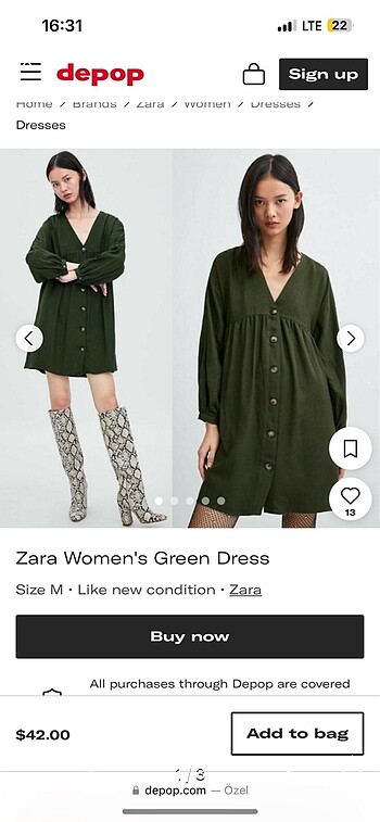 zara haki elbise