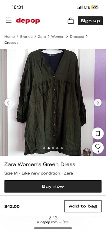 Zara zara haki elbise