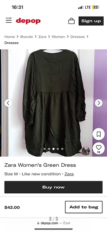 xs Beden zara haki elbise