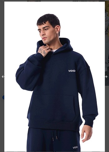 VOID Nakışlı Premium Oversize Hoodie Navy Lacivert - Görsel 2