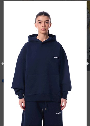 VOID Nakışlı Premium Oversize Hoodie Navy Lacivert - Görsel 5