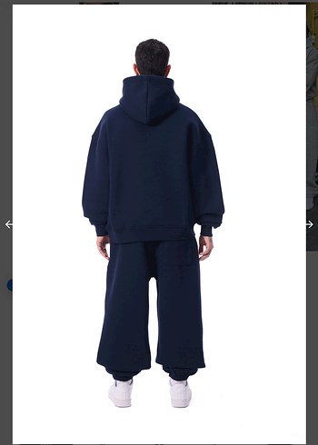 VOID Nakışlı Premium Oversize Hoodie Navy Lacivert - Görsel 3