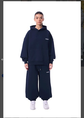 VOID Nakışlı Premium Oversize Hoodie Navy Lacivert - Görsel 4