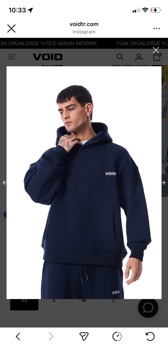 VOID Nakışlı Premium Oversize Hoodie Navy Lacivert - Görsel 2