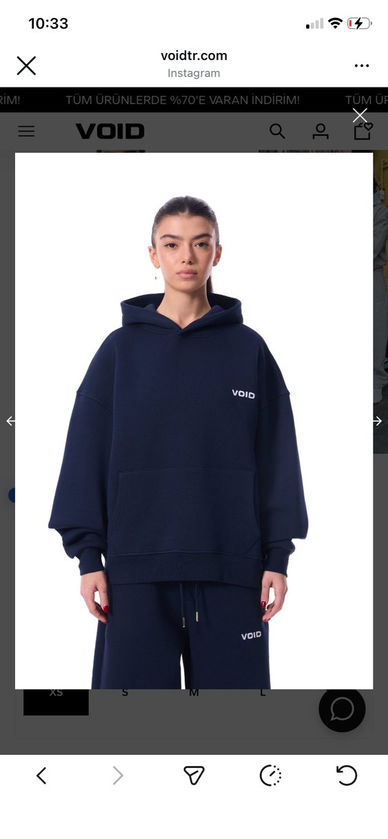 VOID Nakışlı Premium Oversize Hoodie Navy Lacivert - Görsel 5