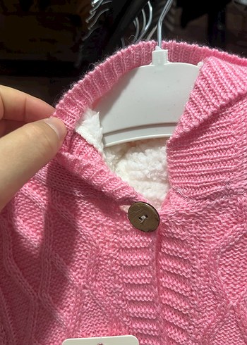 3-6 Ay Beden Kız Çocuk Pembe Örgü Tulum.