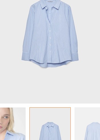 xs Beden mavi Renk Stradivarius sıfır gömlek