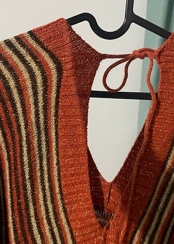 Bohem Tarz Kısa Örgü Kadın Kazak/elbise - Görsel 2