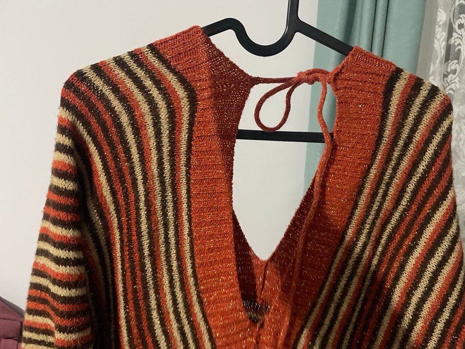 Bohem Tarz Kısa Örgü Kadın Kazak/elbise - Görsel 2