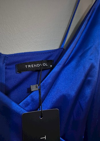 Mavi Drapeli Uzun Abiye Elbise - Görsel 4