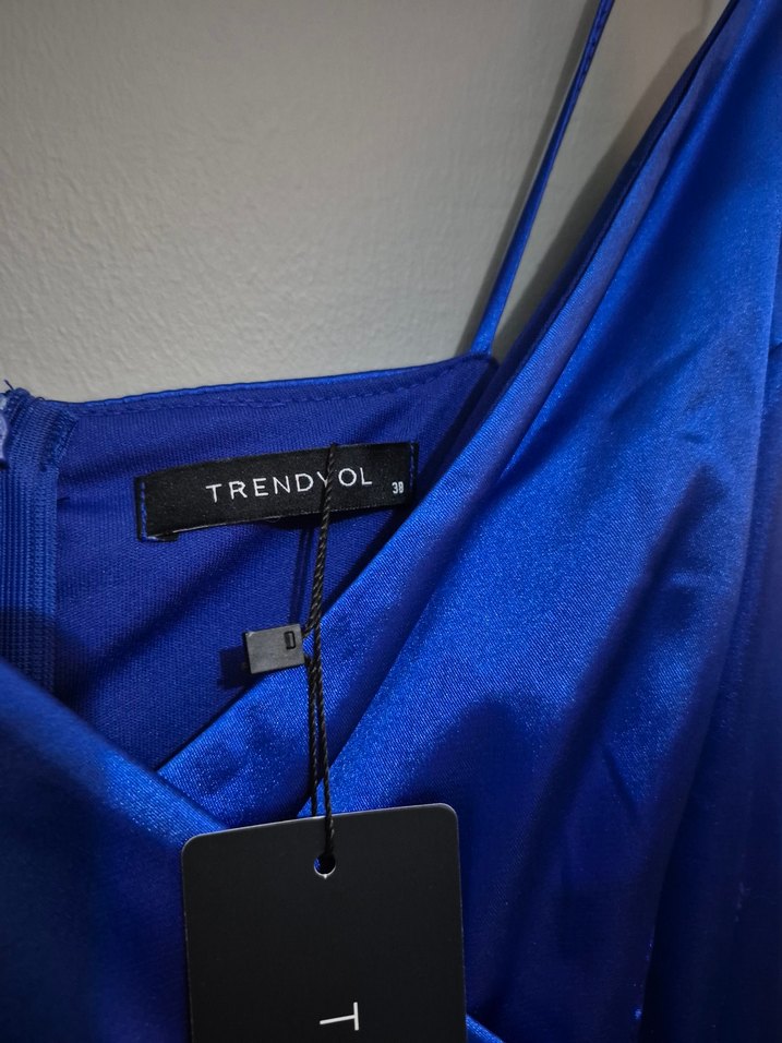 Mavi Drapeli Uzun Abiye Elbise - Görsel 4